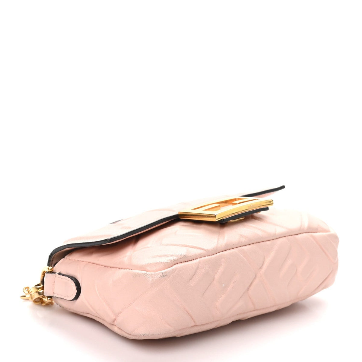 Fendi Nappa FF 1974 Embossed Mini Baguette Rosa Quarzo