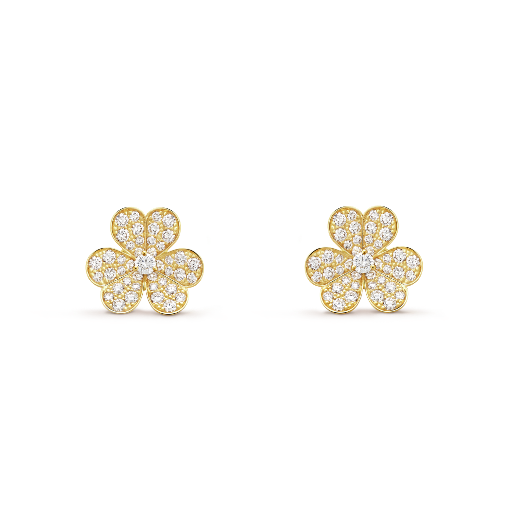 18K Gold Diamond VCA Frivole Earrings Small Model