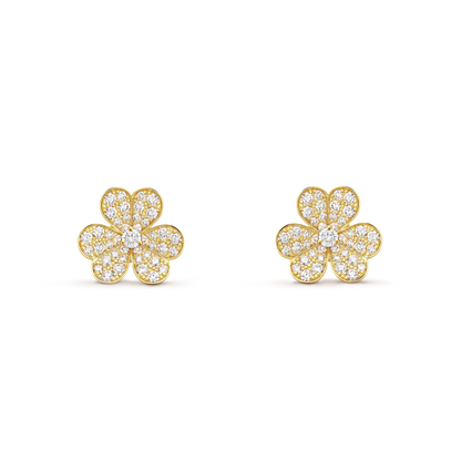 18K Gold Diamond VCA Frivole Earrings Small Model