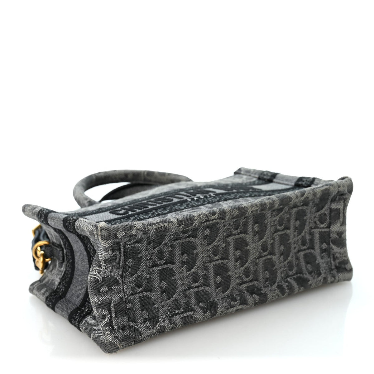 Christian Dior Oblique Denim Mini Book Tote With Strap Grey Multicolor
