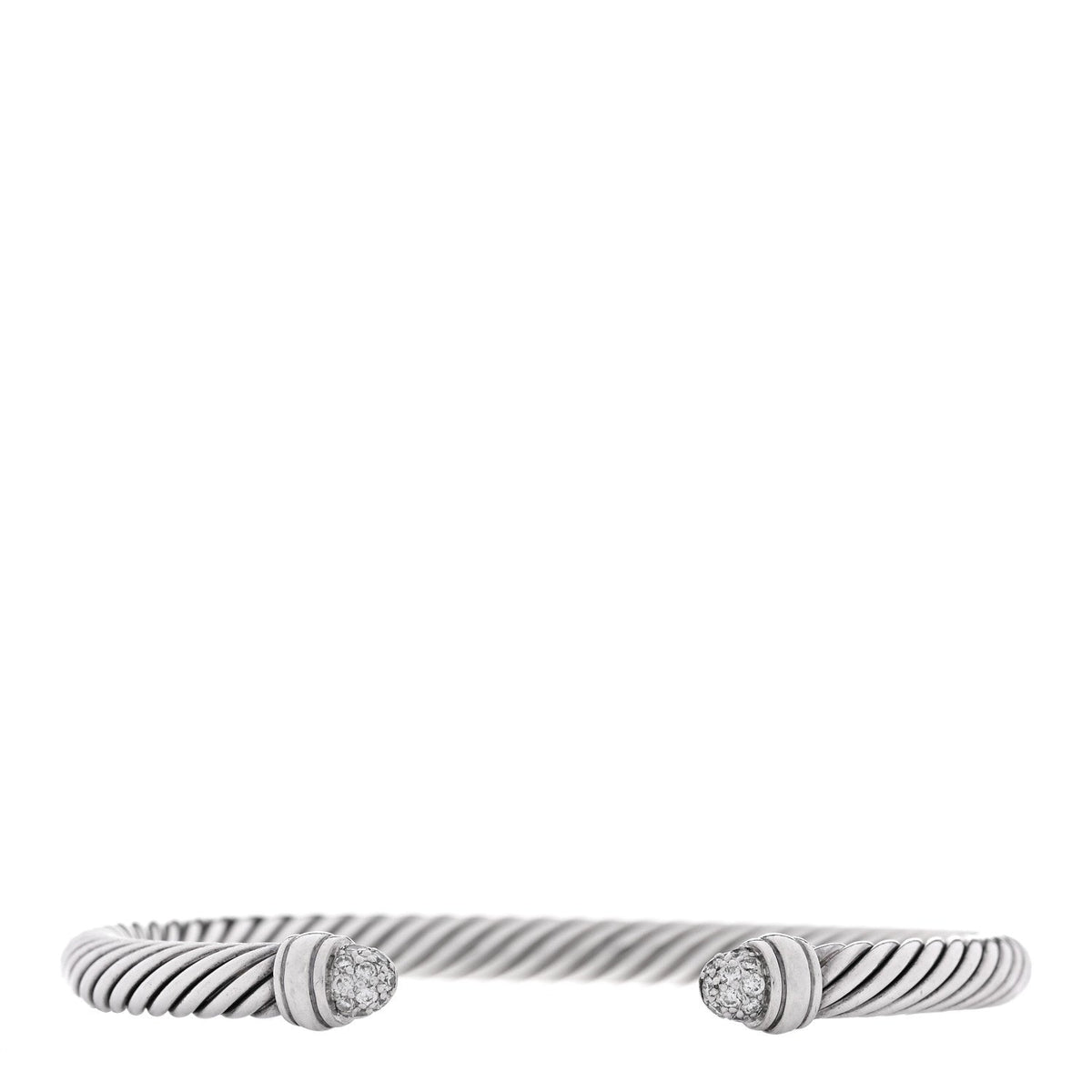 David Yurman Sterling Silver Diamond 0.26ct 5mm Cable Classics Bracelet