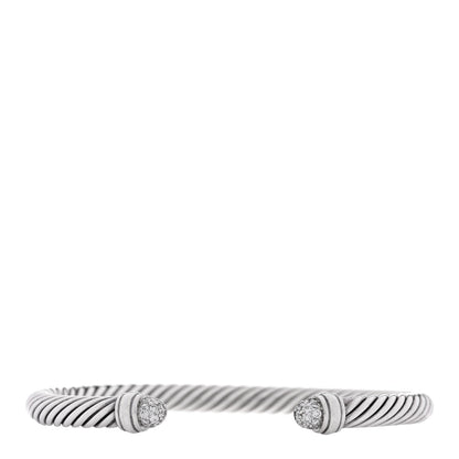 David Yurman Sterling Silver Diamond 0.26ct 5mm Cable Classics Bracelet