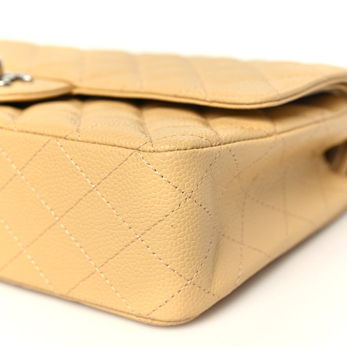 Chanel Caviar Quilted Medium Double Flap Light Yellow