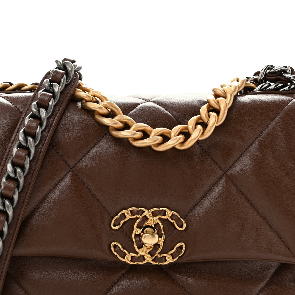 Chanel Lambskin Quilted Medium 19 Flap Dark Brown