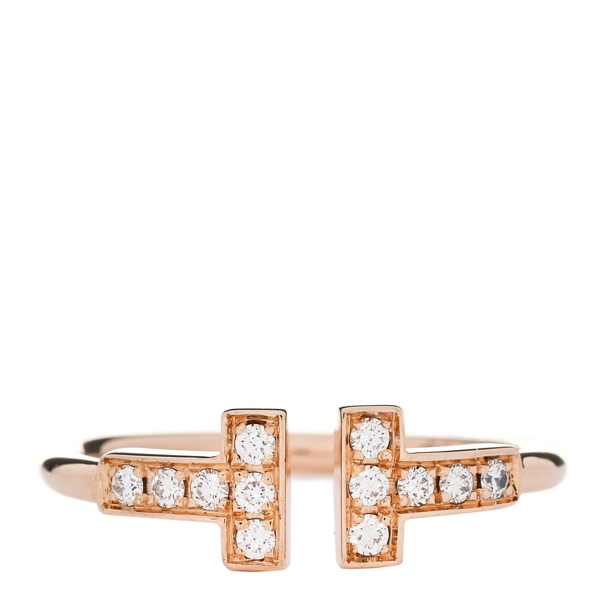 Tiffany 18K Rose Gold Diamond T Wire Ring 51 5.75