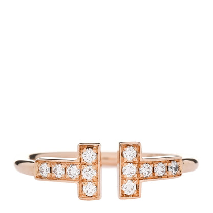 Tiffany 18K Rose Gold Diamond T Wire Ring 51 5.75