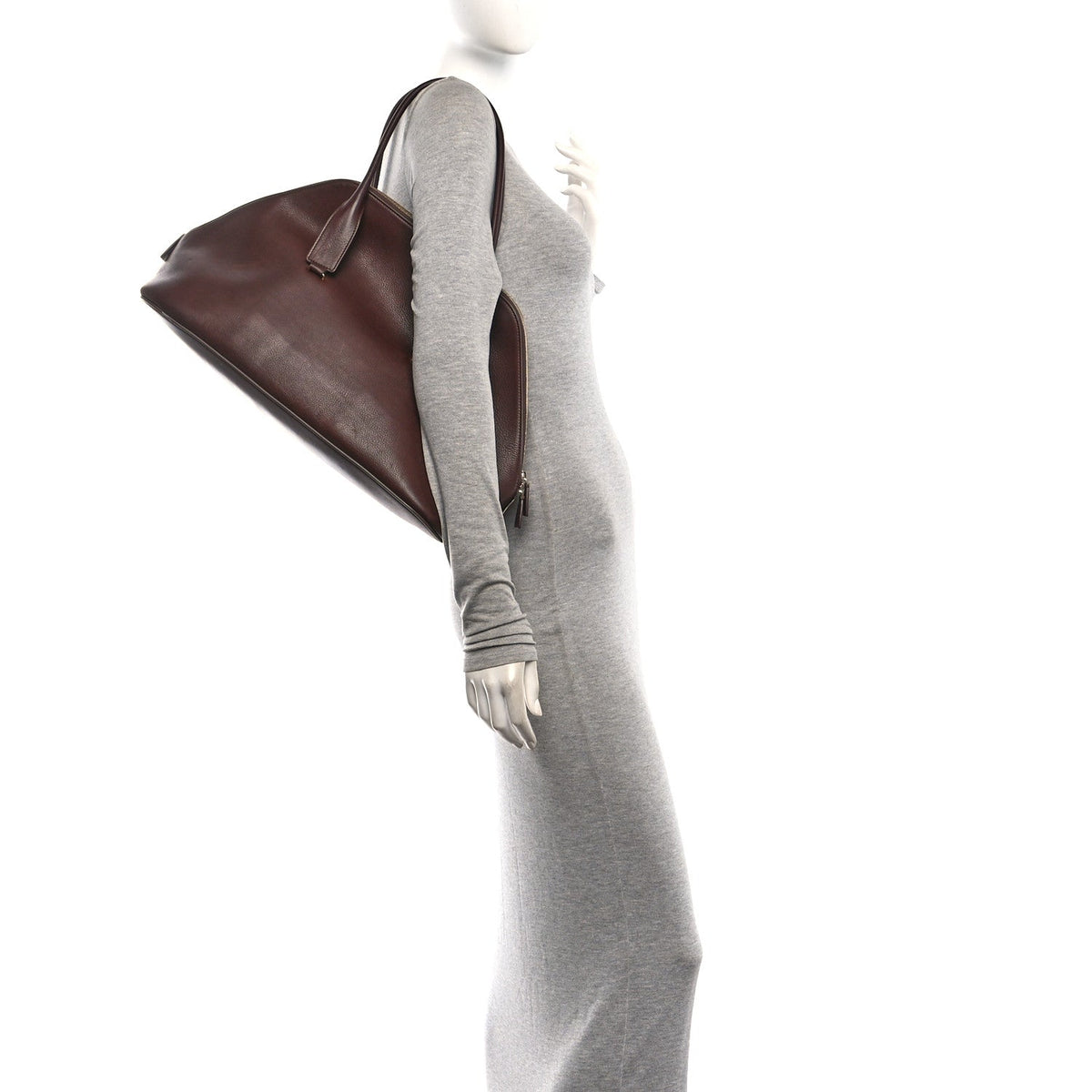 The Row Polished Saddle Calfskin Large Devon Bag Burgundy 1944229