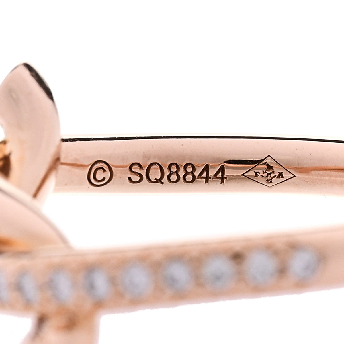 Cartier 18K Pink Gold Diamond Entrelaces Ring 48 4.5