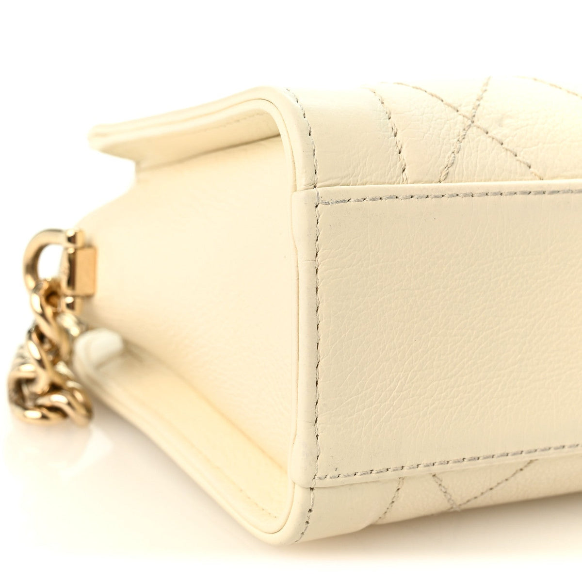 Chanel Grained Calfskin Stitched Mini Label Click Shopper Tote White 1985488