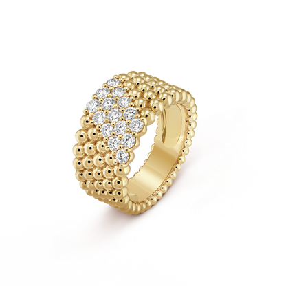 18K Gold Diamonds VCA Perlée Couleurs 5 Rows Ring