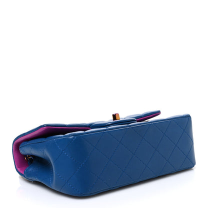 Chanel Lambskin Quilted Mini Rectangular Flap Blue Purple