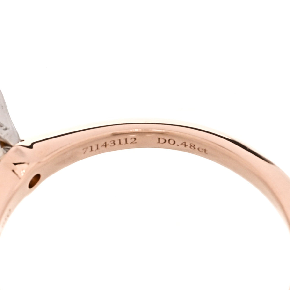 Tiffany 18K Rose Gold Platinum Diamond .48ct Solitaire Ring