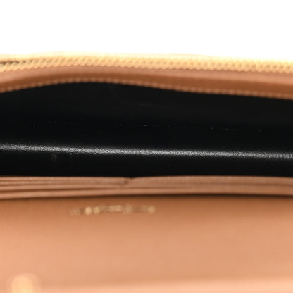Saint Laurent Grain De Poudre Matelasse Chevron Envelope Chain Wallet Dune