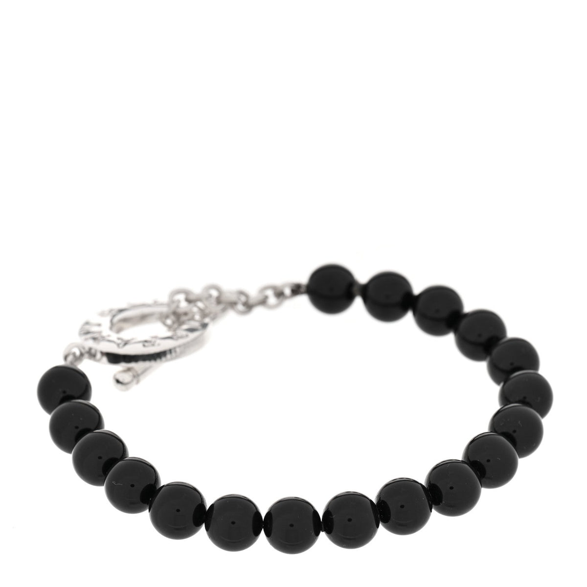 Tiffany Sterling Silver Black Onyx Bead Toggle Bracelet