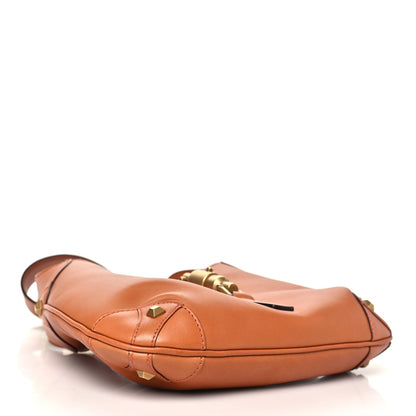 Gucci Calfskin Mini Piston Lock Jackie O Hobo Tan