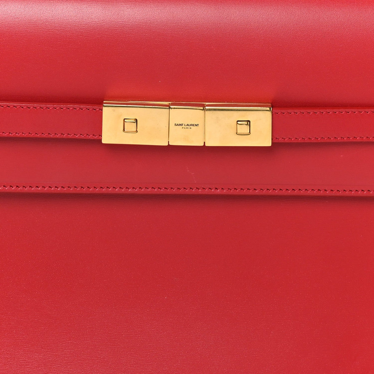 Saint Laurent Smooth Calfskin Manhattan Shoulder Bag Rouge Eros