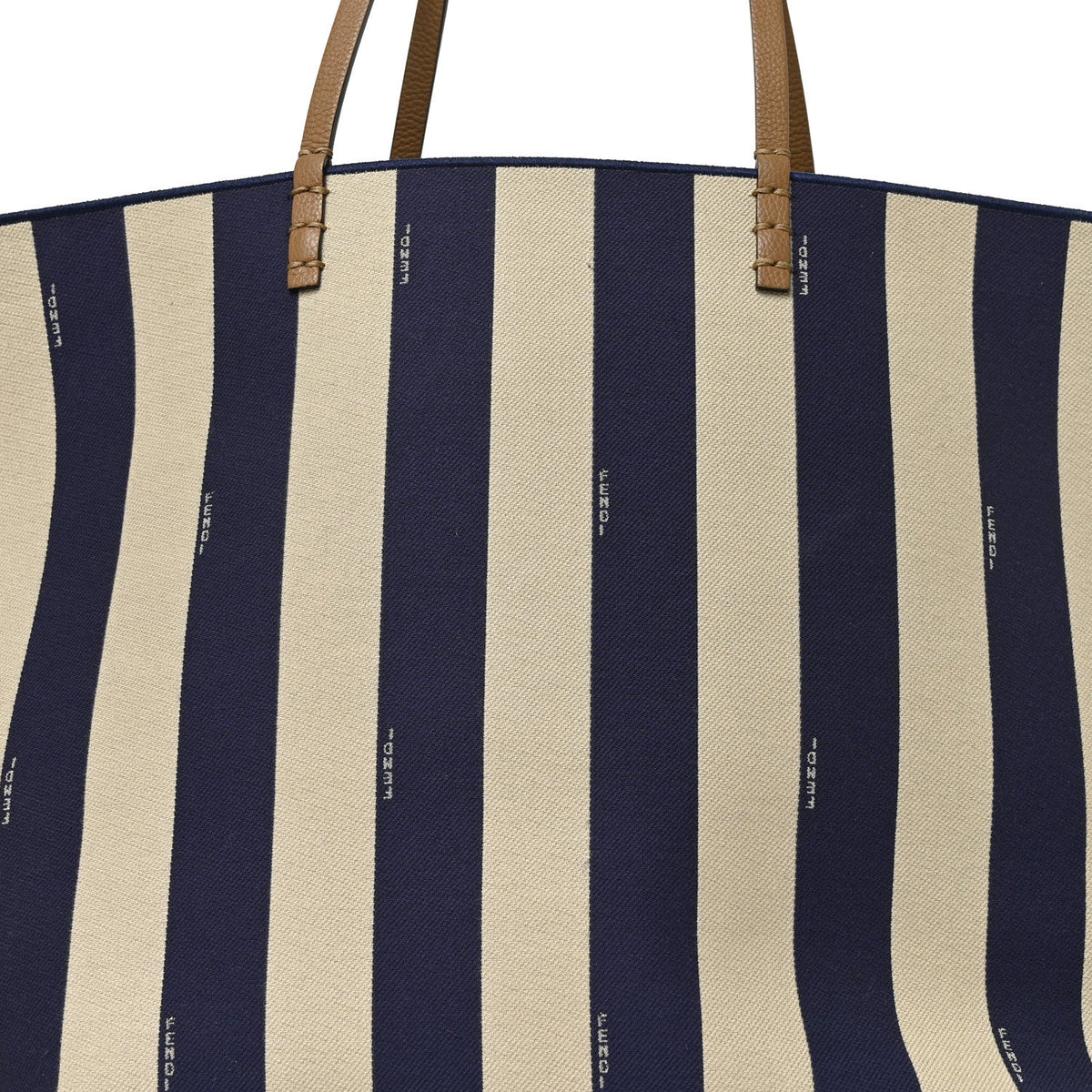 Fendi Pequin Vitello Reversible Large Shopping Tote Midnight Blue