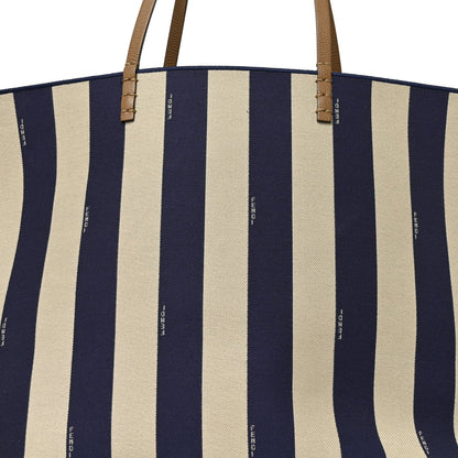 Fendi Pequin Vitello Reversible Large Shopping Tote Midnight Blue