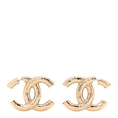 Chanel Metal Large CC Earrings Light Gold