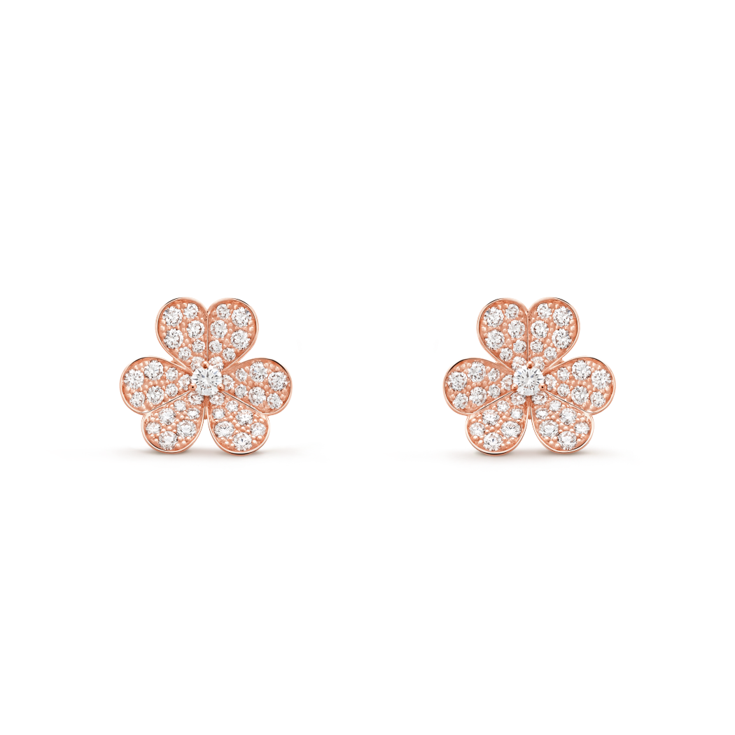18K Gold Diamond VCA Frivole Earrings Small Model