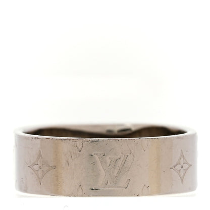 Louis Vuitton Brass Monogram Engraved Nanogram Ring S Palladium