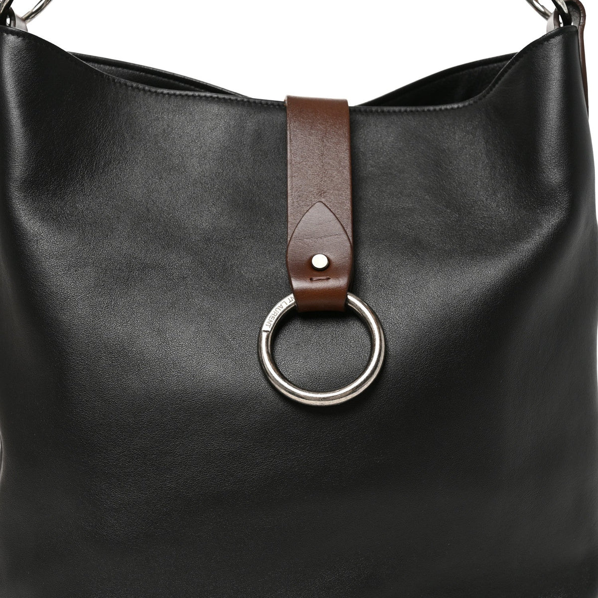 Saint Laurent Calfskin Ring Tote Black Brown