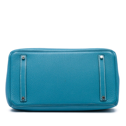 Birkin Handbag Blue Togo with Palladium Hardware 35