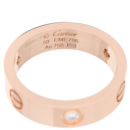 Cartier 18K Pink Gold 3 Diamond 5.5mm LOVE Ring 59 8.75