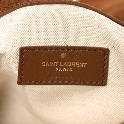 Saint Laurent Suede Shearling Patchwork Monogram Giant Jamie Brown Beige