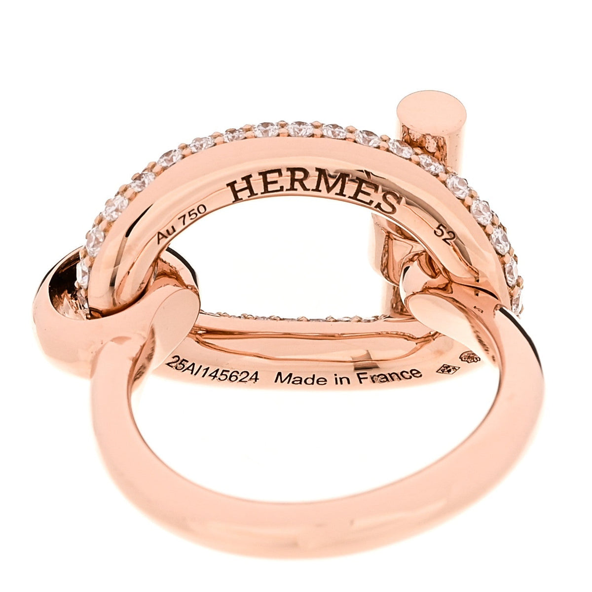 Hermes 18K Rose Gold Diamond Adage Ring 52 6
