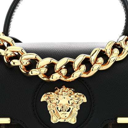 Versace Grained Calfskin Fendace Medium La Medusa Bag Black Brown