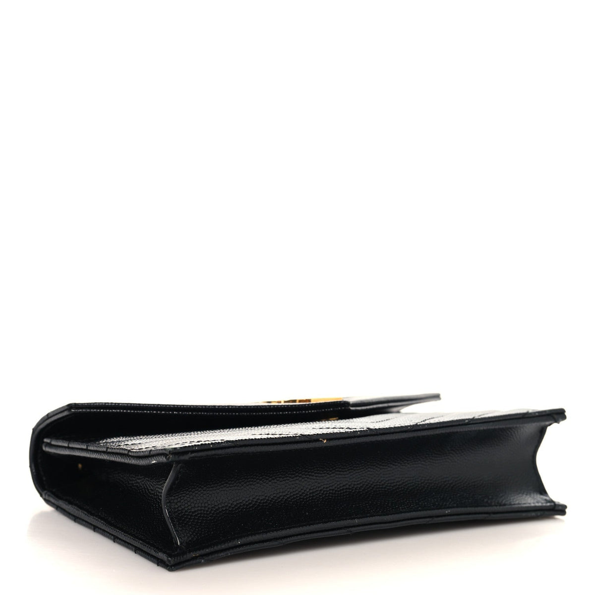 Saint Laurent Grain De Poudre Matelasse Chevron Monogram Envelope Chain Wallet Black