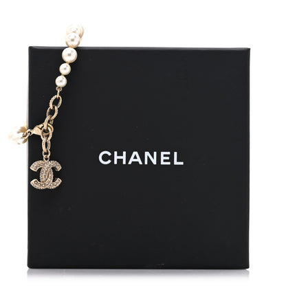 Chanel Graduated Pearl Crystal CC Bracelet Gold