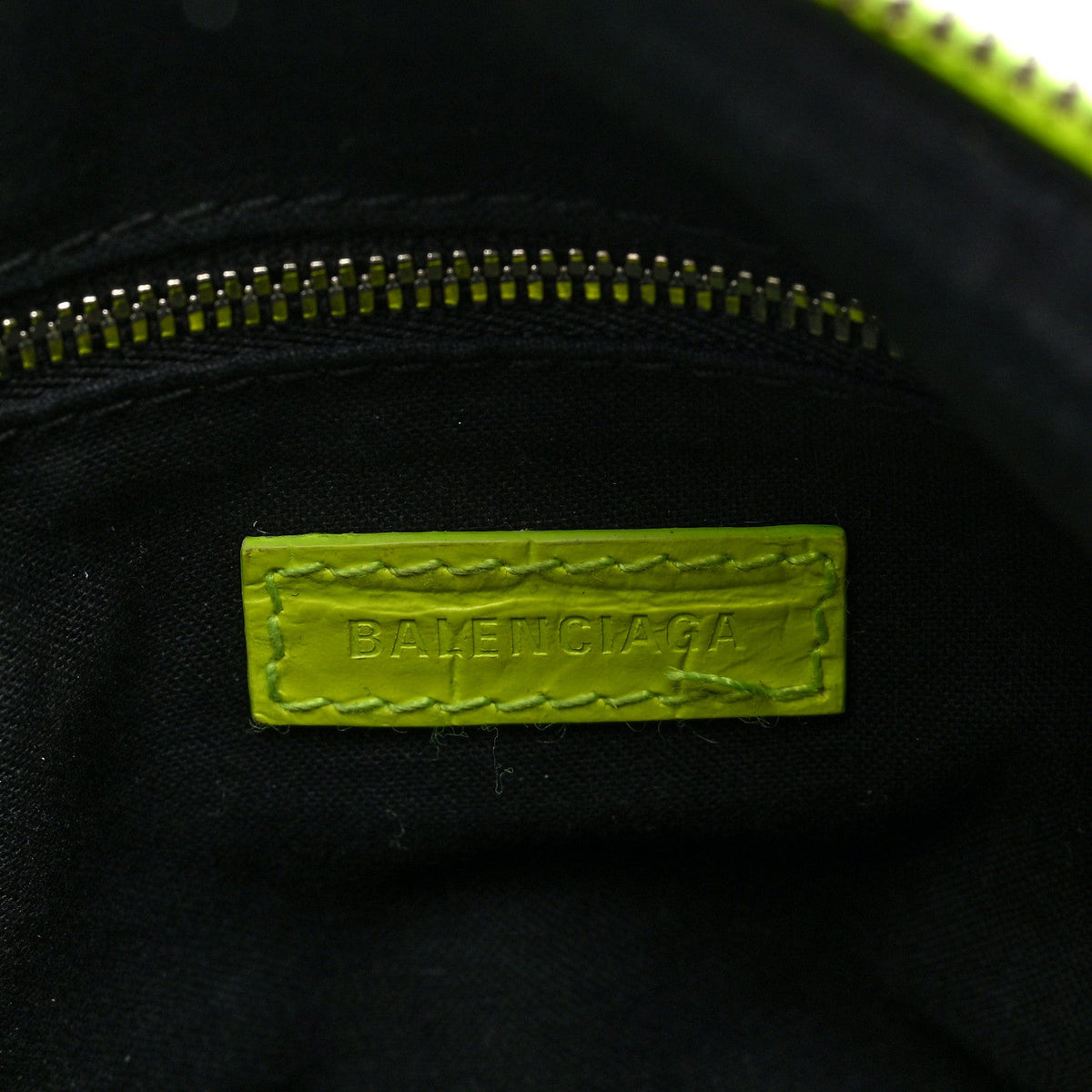 Balenciaga Croc Embossed Calfskin Neo Classic Hardware Hobo XS Flou Yellow