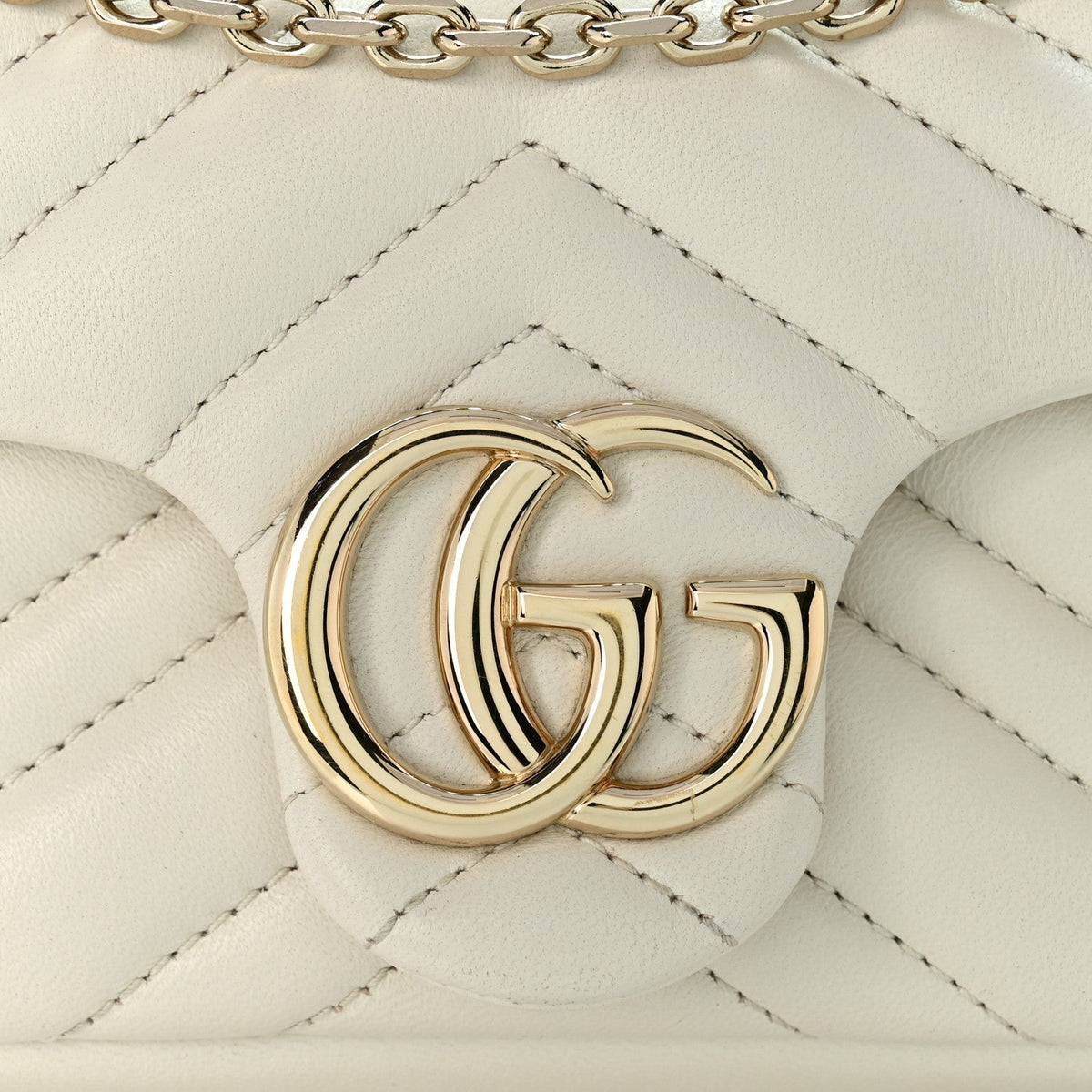 Gucci Lambskin Matelasse Mini GG Marmont Shoulder Bag White