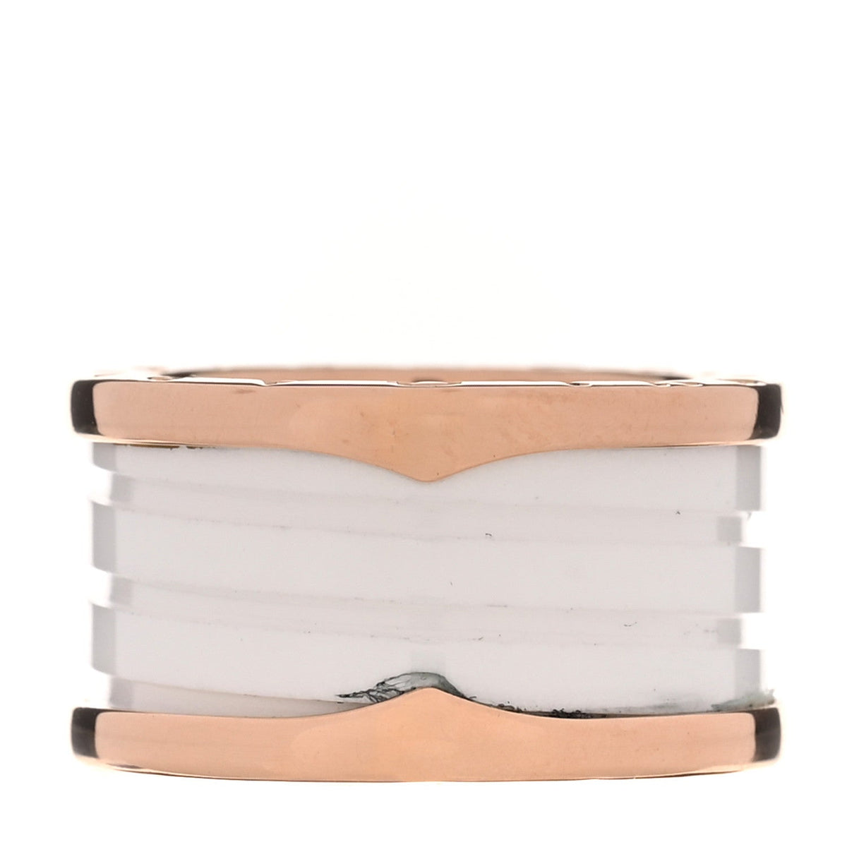 Bulgari 18K Rose Gold White Ceramic B.Zero1 Four-Band Ring 53 6.5