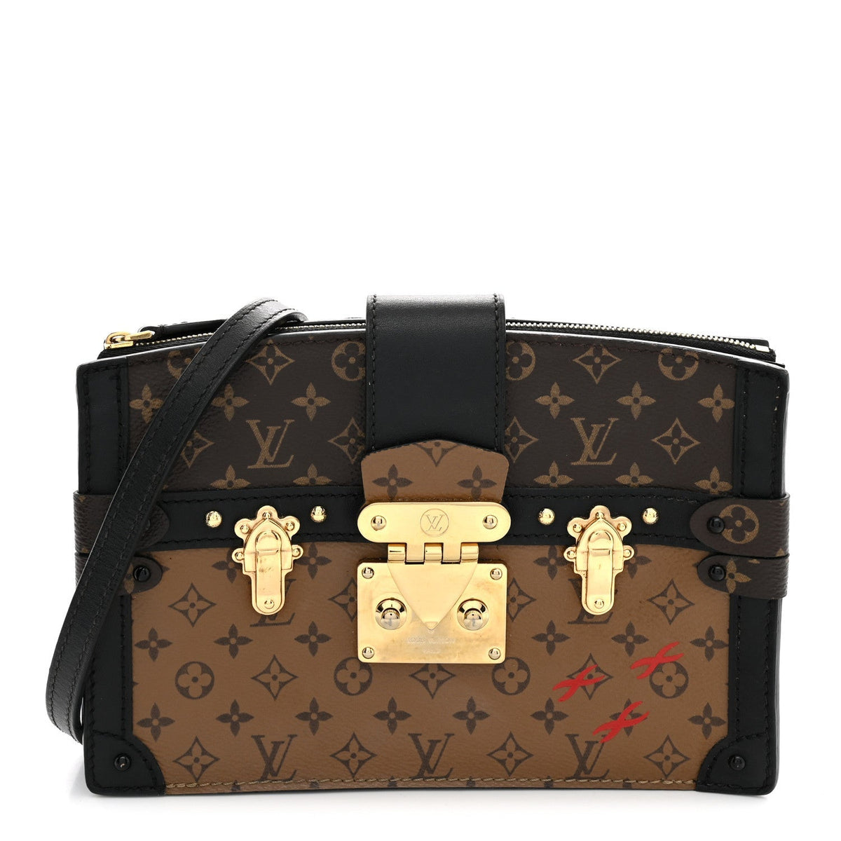 Louis Vuitton Reverse Monogram Trunk Clutch Bag Brown