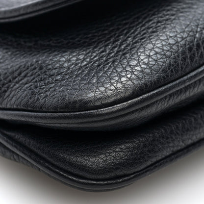 Gucci Pebbled Calfskin Small 1973 Chain Shoulder Bag Black