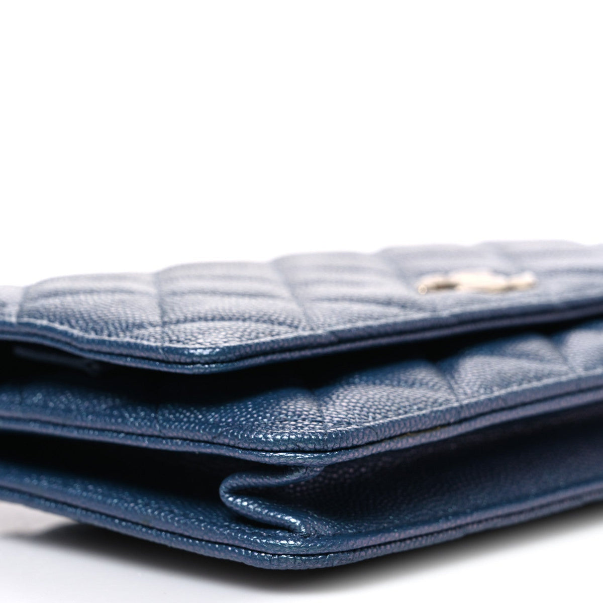 Chanel Iridescent Caviar Quilted Wallet on Chain Dark Blue