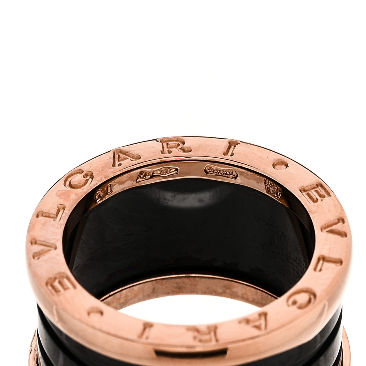 Bulgari 18K Rose Gold Black Ceramic B.Zero1 Four-Band Ring