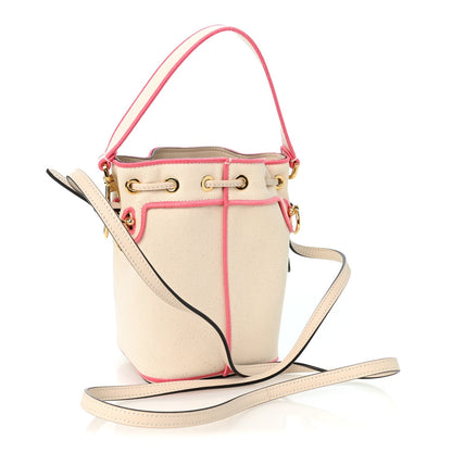 Fendi Canvas Vitello Grace Mini Mon Tresor Bucket Bag Grezzo Pink