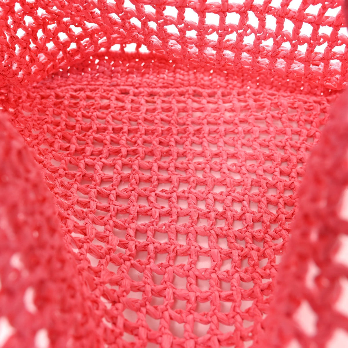 Prada Yarn Raffia Effect Crochet Logo Embroidered Tote Petalo