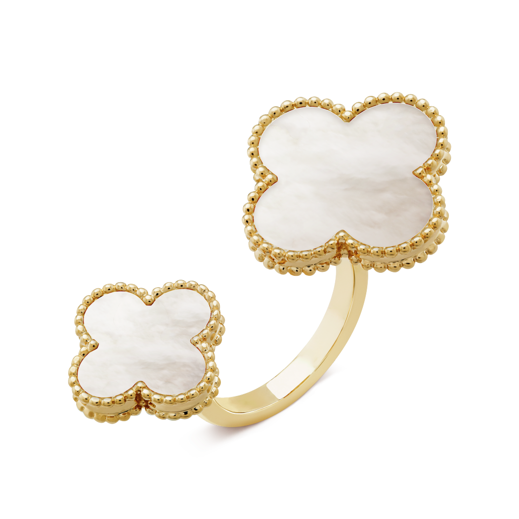 18K Yellow Gold Mother-of-Pearl VCA Magic Alhambra Between the Finger Ring
