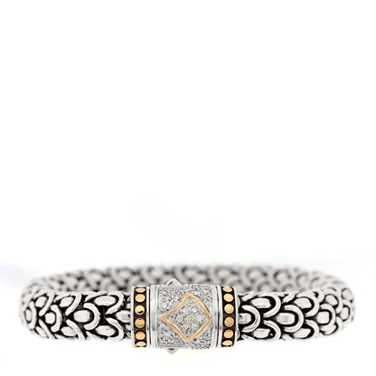 John Hardy Sterling Silver 18K Yellow Gold Diamond 11mm Naga Bracelet