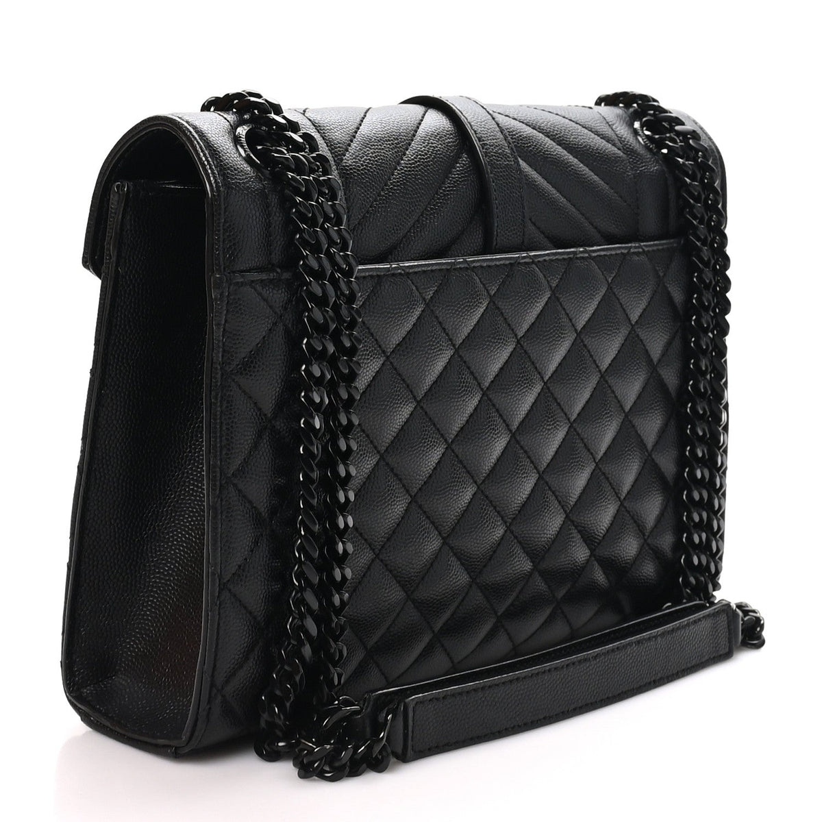 Saint Laurent Grain De Poudre Mixed Matelasse Triquilt Medium Monogram Satchel Black