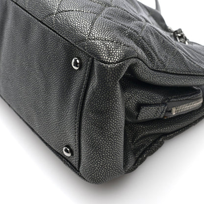 Chanel Metallic Caviar Quilted Timeless CC Shopping Tote Bag Dark Grey