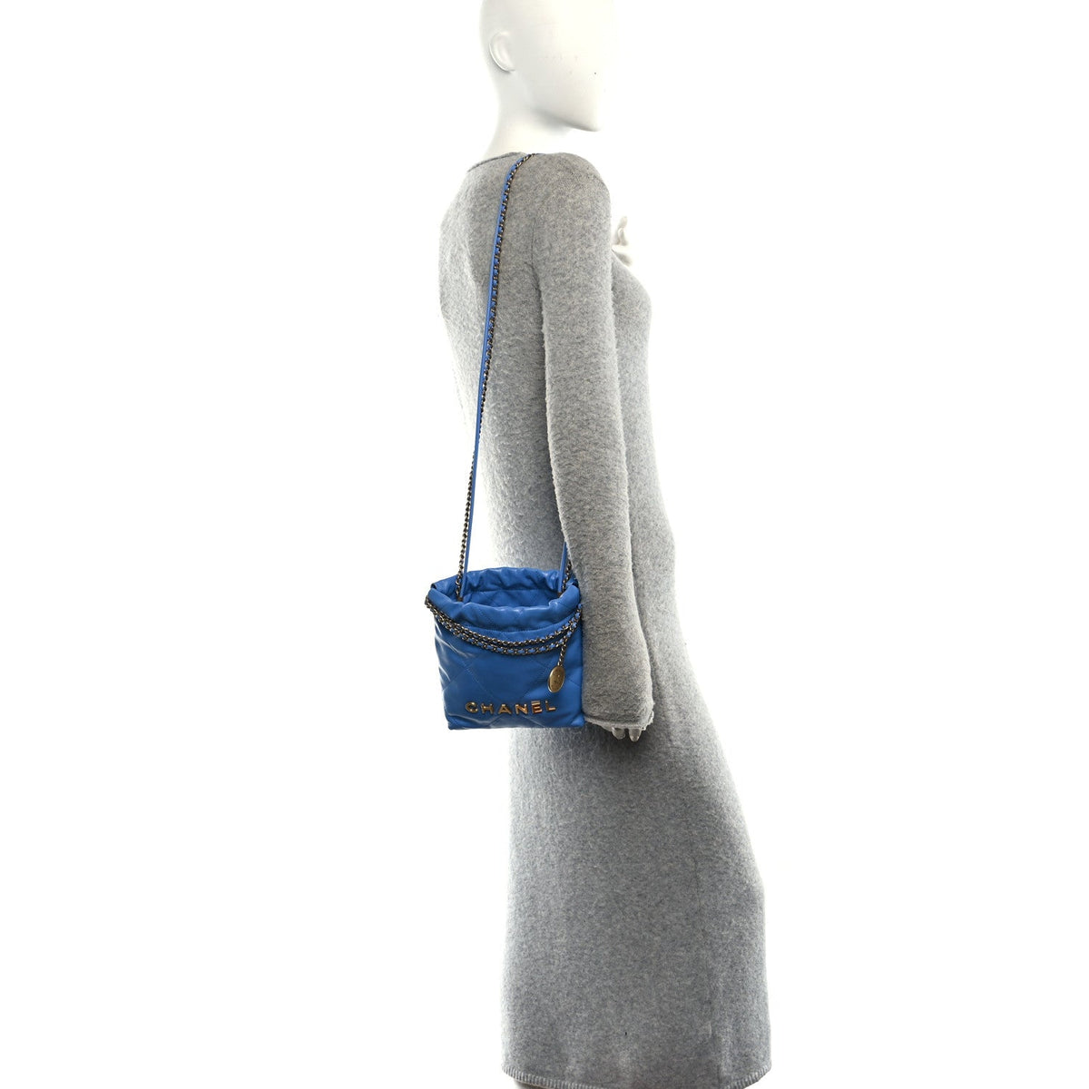 Chanel Shiny Calfskin Quilted Mini Chanel 22 Blue 1893258