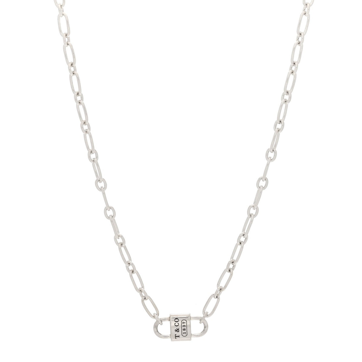 Tiffany Sterling Silver 1837 Double Lock Necklace