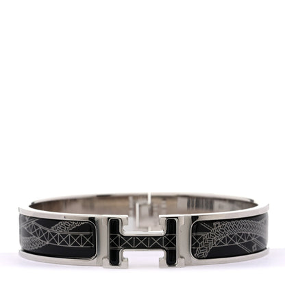 Hermes Palladium Plated Printed Jour de Casting Clic Clac H Bracelet PM