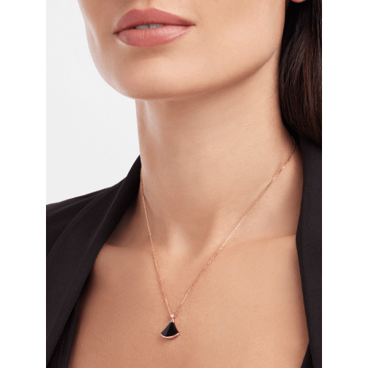 18K Rose Gold Diamond Onyx BVLGARI Divas' Dream Necklace